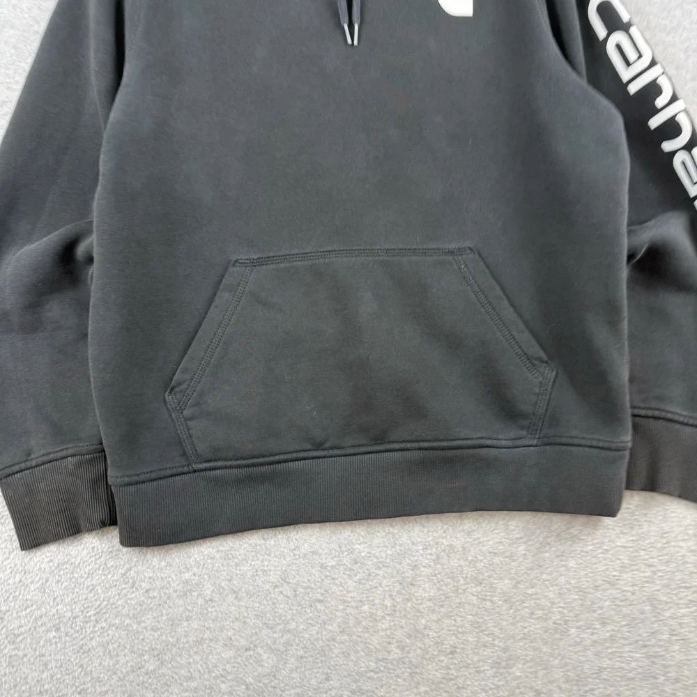 Carhartt Hoodie Sweatshirt Womens Medium Black Relaxed Fit Workwear Spellout - Picture 2 of 9